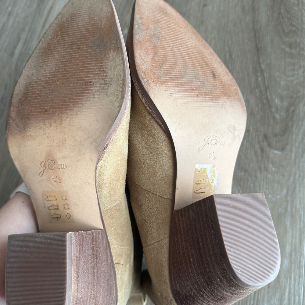 J.Crew Sadie Ankle Boots Tan Suede Western Pointed Block Heel AC328 Womens 9.5 - Picture 7 of 11